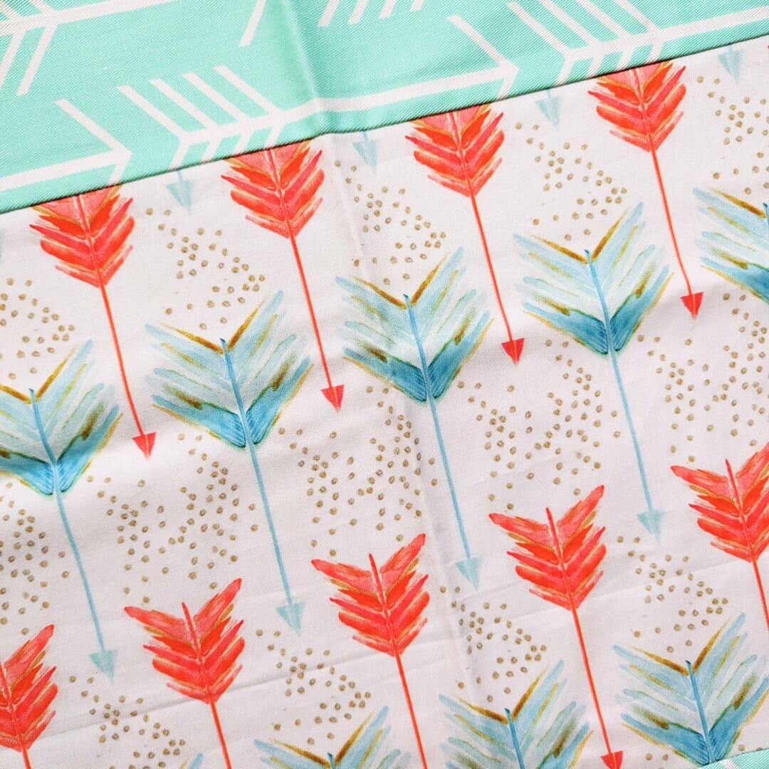 Rockin Cushions Rocking Chair Cushion Patchwork Mint Green, Coral Pink Arrows Custom Rocking Chair Pad